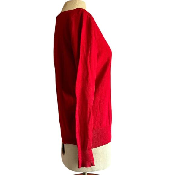 Womens Sweater Size Large Petite Red Classic Academia Professional Preppy Office - Picture 2 of 7